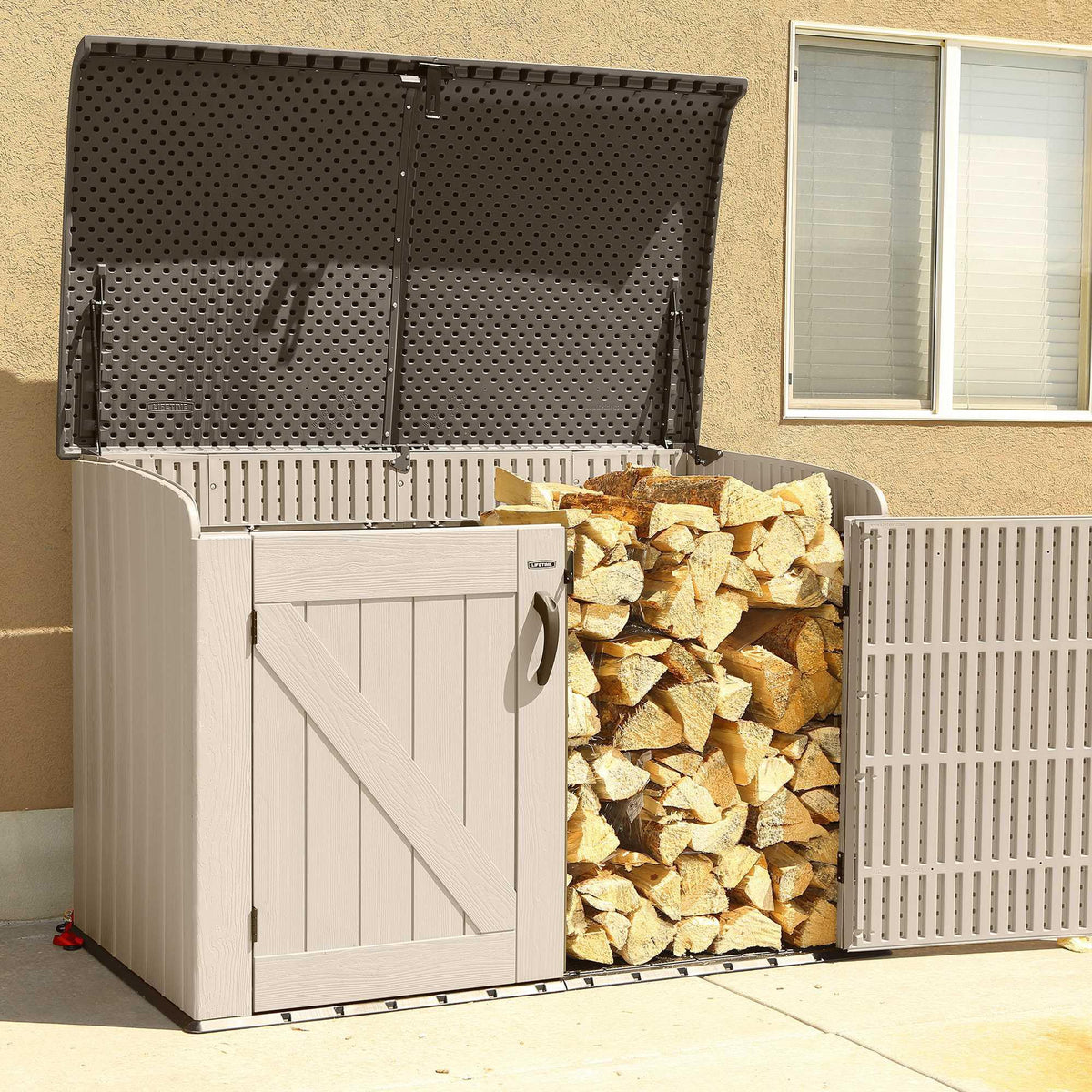 6 x 3.5 ft Outdoor Horizontal Storage Shed with UV-Resistant Plastic Construction, Lockable Doors & Steel Hinges