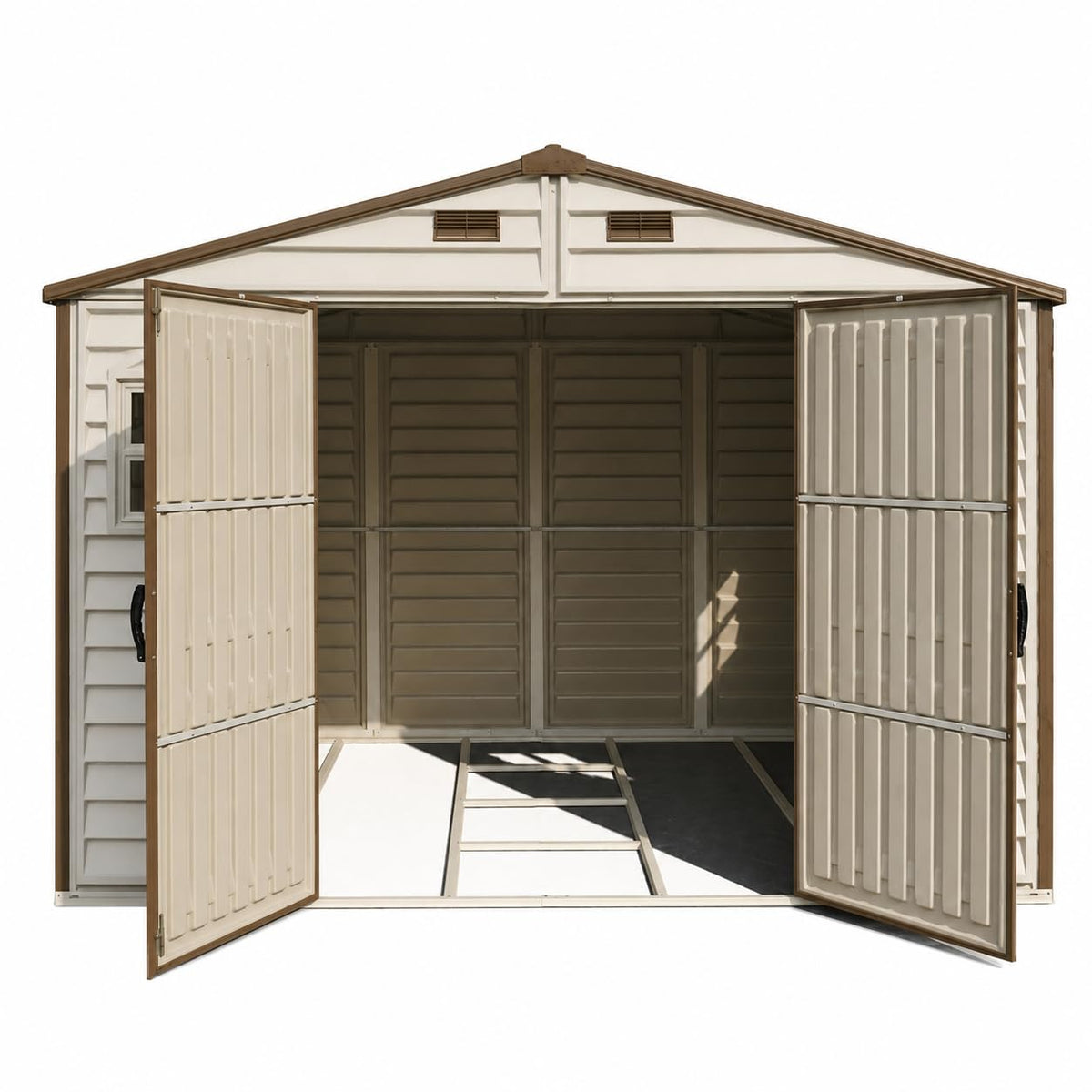 10 x 8 ft Outdoor Garden Storage Shed with Metal Foundation Kit, Steel-Reinforced Roof, Windows & Ventilation System