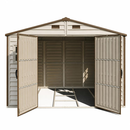 10 x 8 ft Outdoor Garden Storage Shed with Metal Foundation Kit, Steel-Reinforced Roof, Windows & Ventilation System