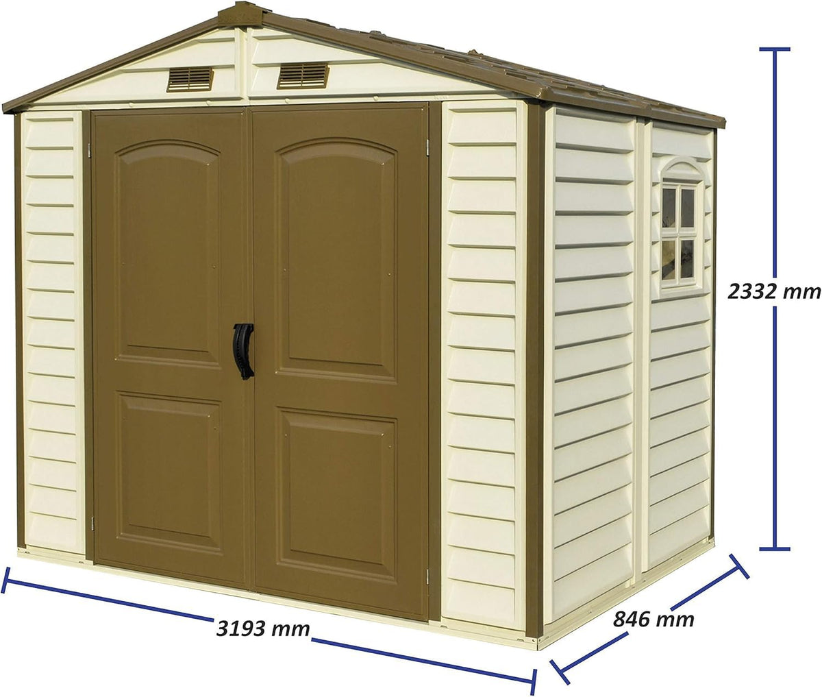 8 x 6 ft Plastic Garden Storage Shed with Fixed Window, Metal Foundation Kit & Steel-Reinforced Roof Structure