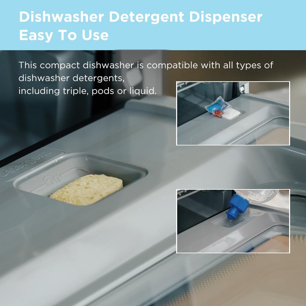 COMFEE‘ Table Top Dishwasher, Mini Countertop Dishwasher with 6+3 Programs, Steam Wash, Baby Care & Fruit Wash, No plumbing, Delay Start, 72H Storage, Perfect for Singles or Couples