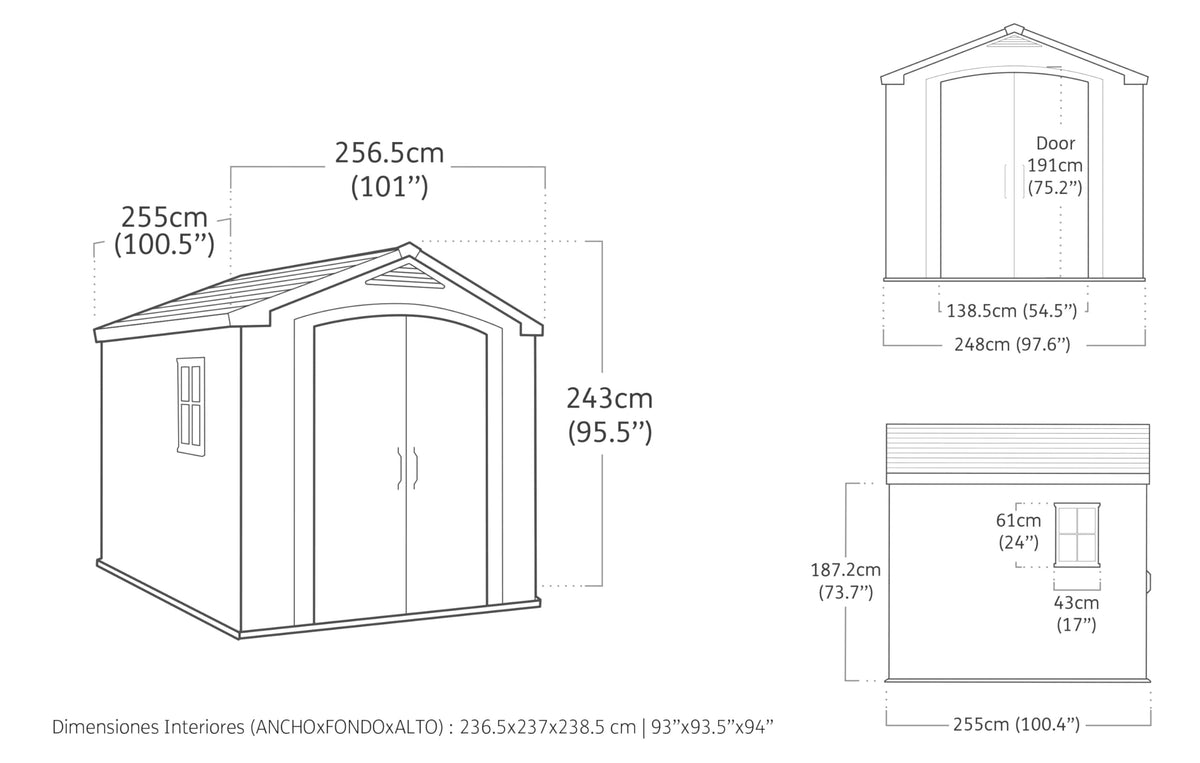 8 x 8 ft Outdoor Garden Storage Shed with Double Doors, Heavy-Duty Floor, Skylight & Weather-Resistant Resin Construction