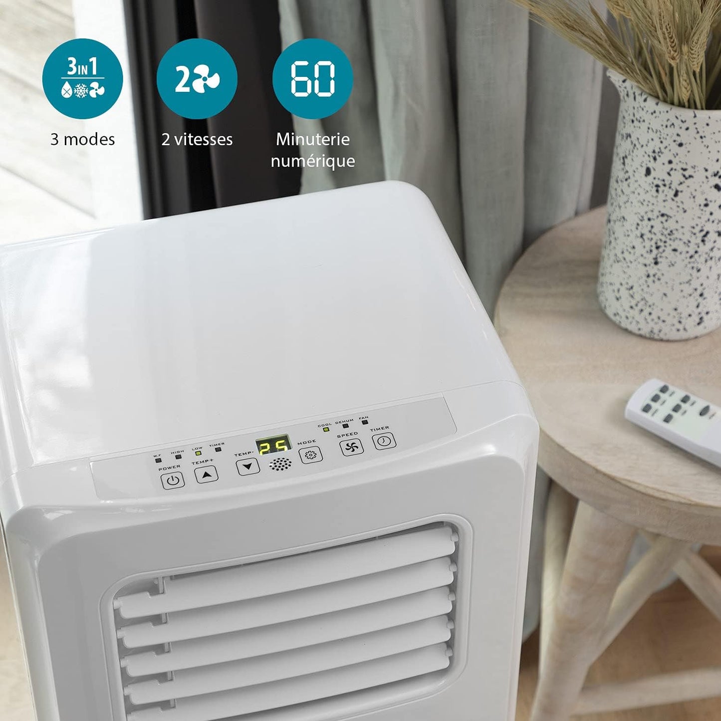 Tristar AC-5477 3-in-1 Mobile Air Conditioner, Cool, Ventilate, Dehumidify, 7000 BTU, 2.05 kW