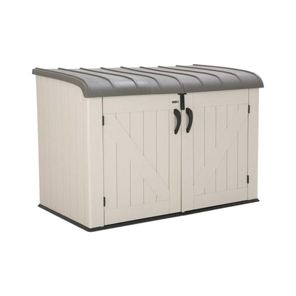 6 x 3.5 ft Outdoor Horizontal Storage Shed with UV-Resistant Plastic Construction, Lockable Doors & Steel Hinges