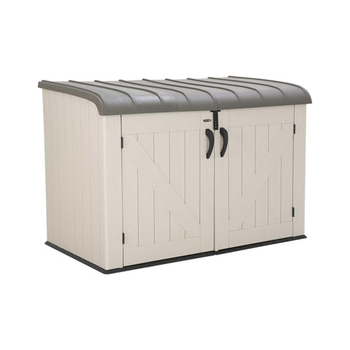 6 x 3.5 ft Outdoor Horizontal Storage Shed with UV-Resistant Plastic Construction, Lockable Doors & Steel Hinges
