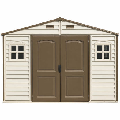 10 x 8 ft Outdoor Garden Storage Shed with Metal Foundation Kit, Steel-Reinforced Roof, Windows & Ventilation System