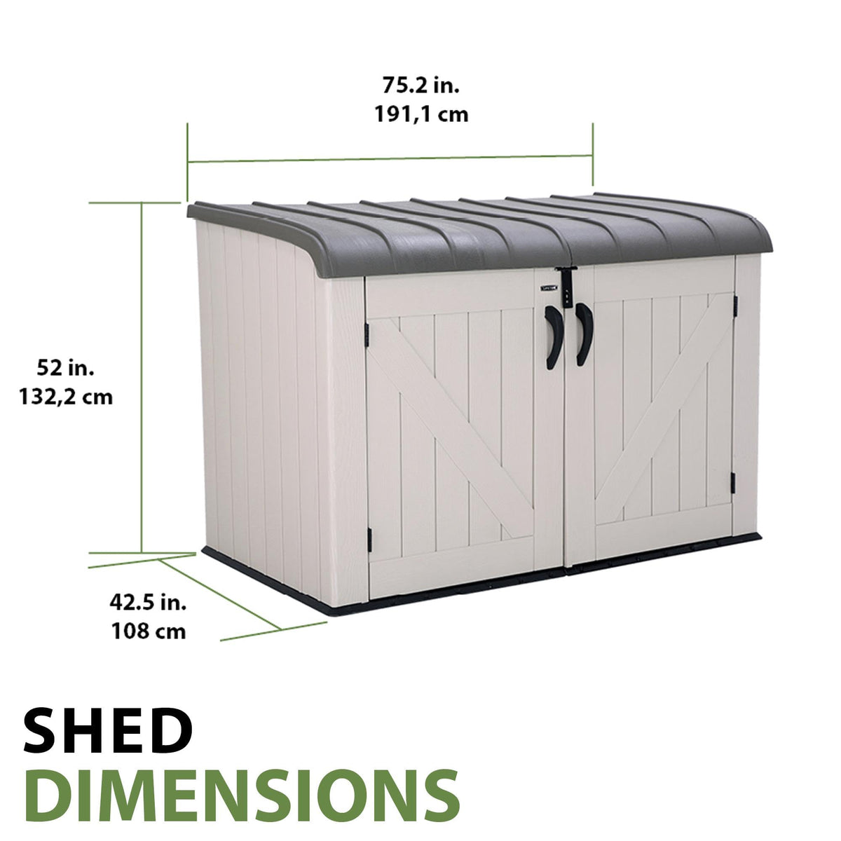 6 x 3.5 ft Outdoor Horizontal Storage Shed with UV-Resistant Plastic Construction, Lockable Doors & Steel Hinges