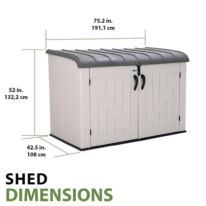 6 x 3.5 ft Outdoor Horizontal Storage Shed with UV-Resistant Plastic Construction, Lockable Doors & Steel Hinges
