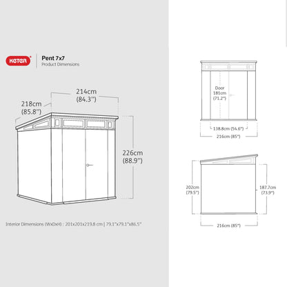7 x 7 ft Outdoor Garden Storage Shed with Steel-Reinforced Roof, Lockable Double Doors & Weather-Resistant Composite Construction
