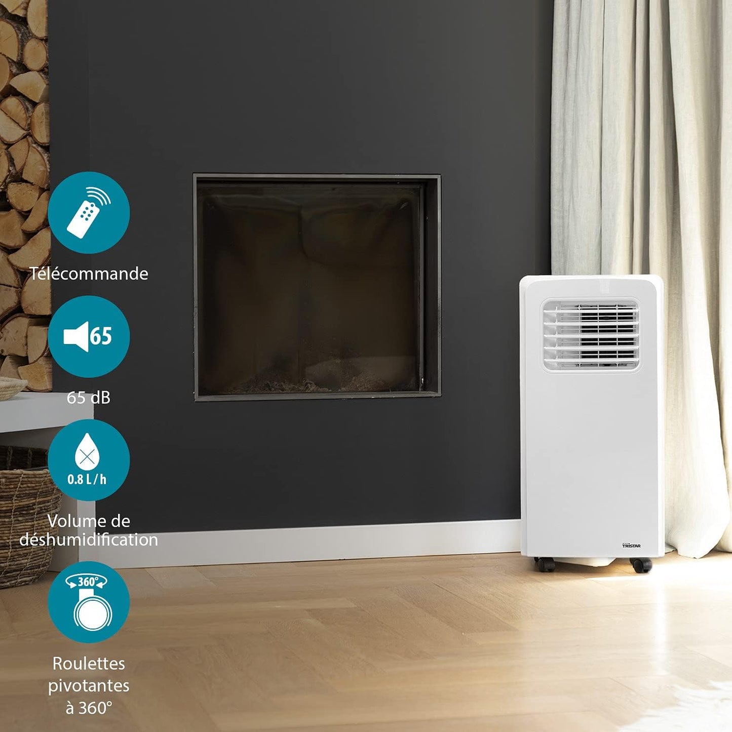 Tristar AC-5477 3-in-1 Mobile Air Conditioner, Cool, Ventilate, Dehumidify, 7000 BTU, 2.05 kW