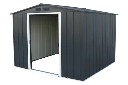8 x 8 ft Outdoor Metal Garden Storage Shed with Galvanized Steel Construction, Reinforced Roof, Sliding Doors & Ventilation