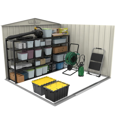 8 x 8 ft Outdoor Metal Garden Storage Shed with Galvanized Steel Construction, Reinforced Roof, Sliding Doors & Ventilation