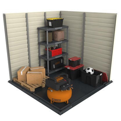 7 x 7 ft Plastic Garden Storage Shed with Heavy-Duty Floor, Fixed Door Windows & Steel-Reinforced Roof Structure