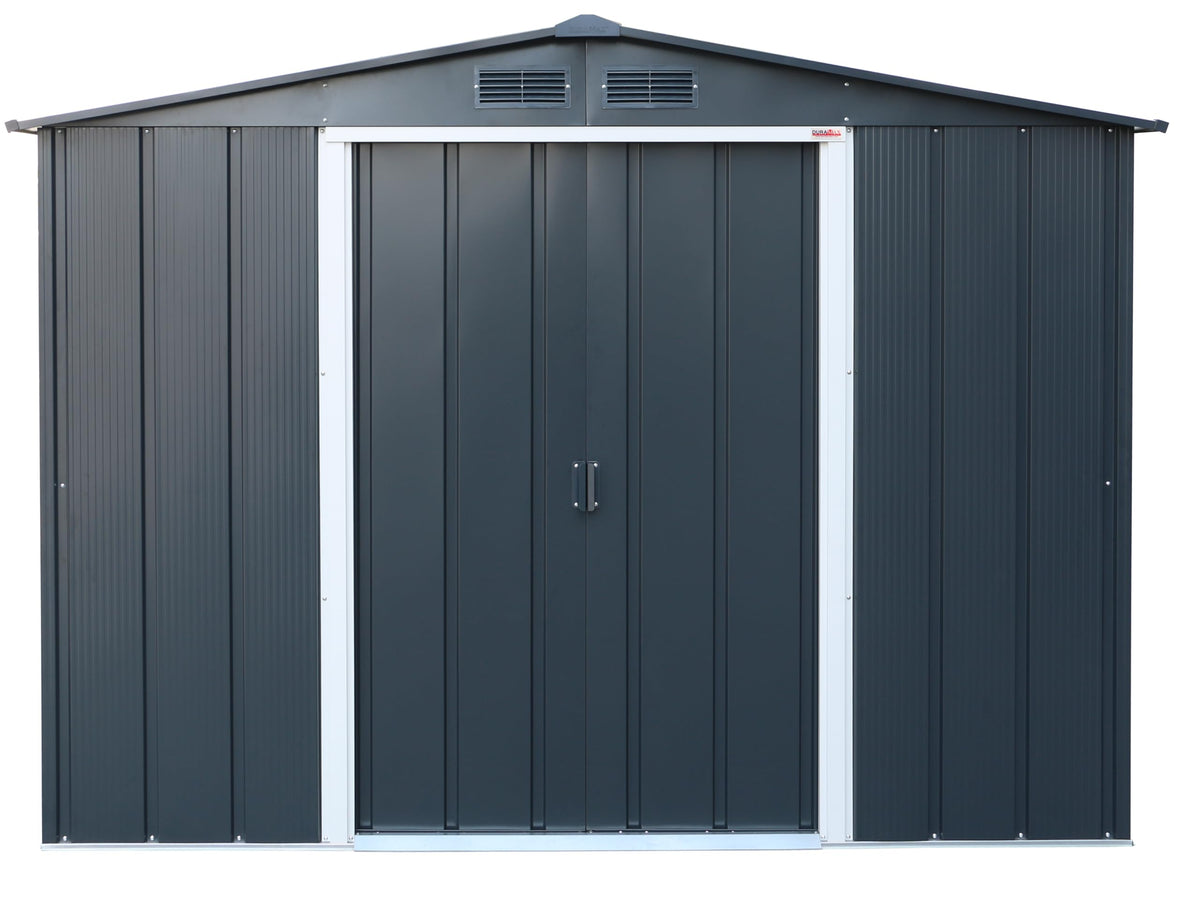 8 x 8 ft Outdoor Metal Garden Storage Shed with Galvanized Steel Construction, Reinforced Roof, Sliding Doors & Ventilation