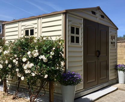 10 x 8 ft Outdoor Garden Storage Shed with Metal Foundation Kit, Steel-Reinforced Roof, Windows & Ventilation System