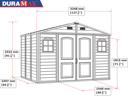10 x 8 ft Outdoor Garden Storage Shed with Metal Foundation Kit, Steel-Reinforced Roof, Windows & Ventilation System