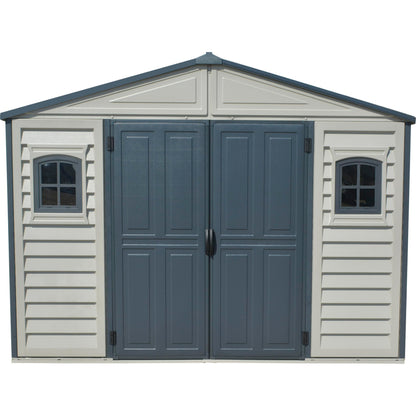 10.5 x 8 ft Outdoor Garden Storage Shed with Metal Foundation Kit, Steel-Reinforced Roof, Windows & Dual Ventilation