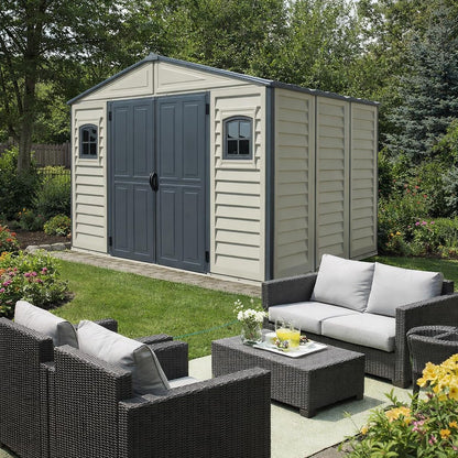 10.5 x 8 ft Outdoor Garden Storage Shed with Metal Foundation Kit, Steel-Reinforced Roof, Windows & Dual Ventilation