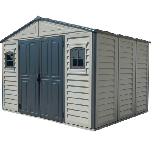 10.5 x 8 ft Outdoor Garden Storage Shed with Metal Foundation Kit, Steel-Reinforced Roof, Windows & Dual Ventilation