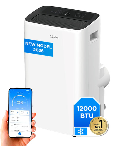 MIDEA 9000 BTU Silent Mobile Air Conditioner with Evacuation | 4 in 1: Air Conditioning, Ventilation, Dehumidification, Sleep | Portable Air Conditioner with App Control & Remote Control | Window Kit Included