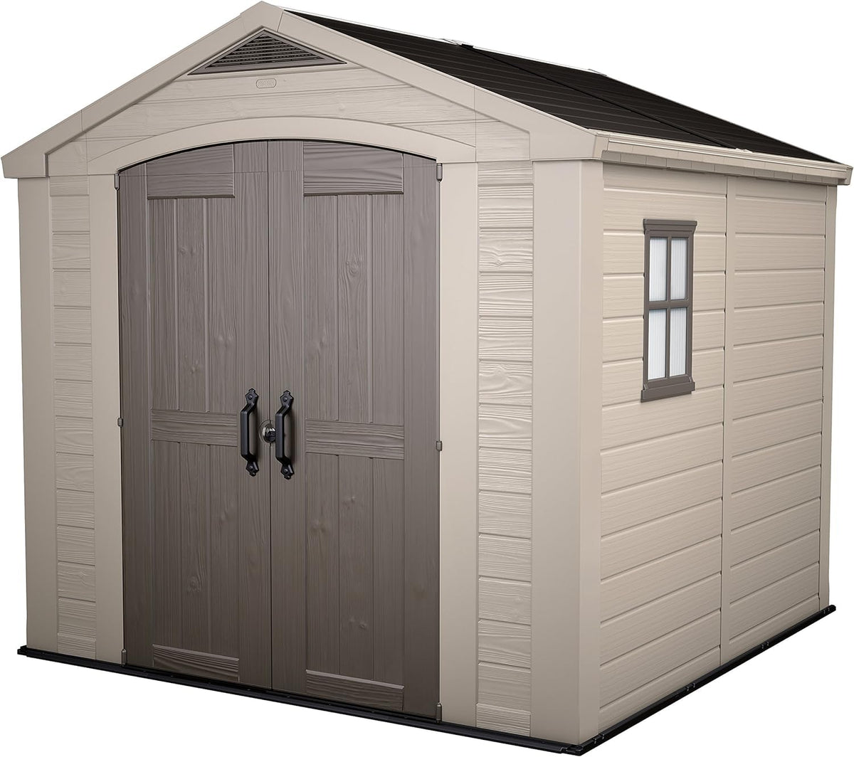 8 x 8 ft Outdoor Garden Storage Shed with Double Doors, Heavy-Duty Floor, Skylight & Weather-Resistant Resin Construction