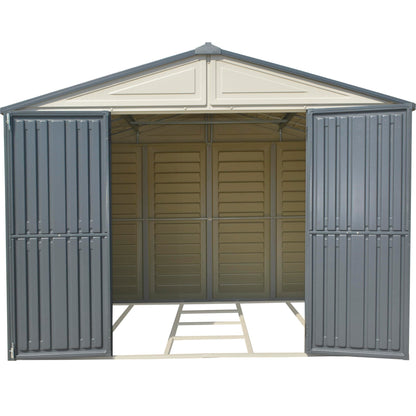 10.5 x 8 ft Outdoor Garden Storage Shed with Metal Foundation Kit, Steel-Reinforced Roof, Windows & Dual Ventilation