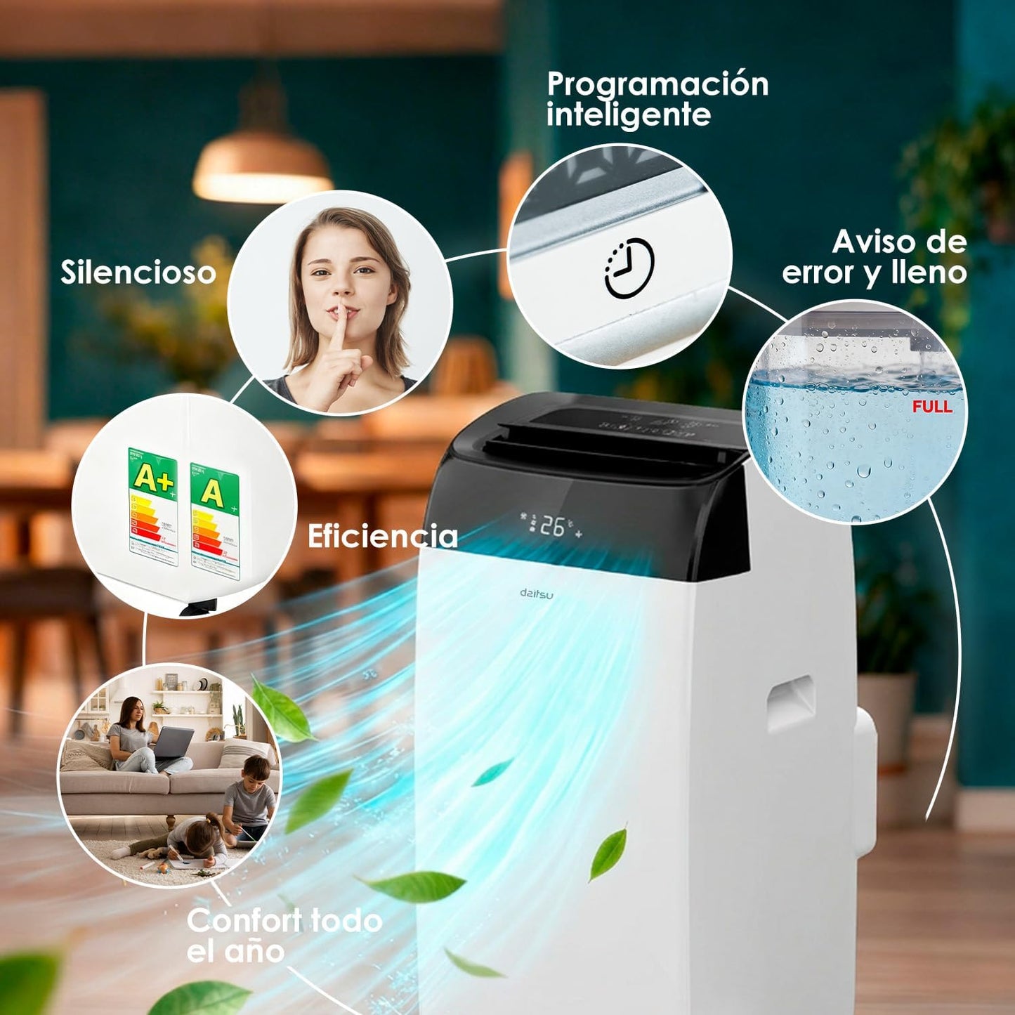 Daitsu Alisios Premium APD12FCX Aire Acondicionado Portátil con Bomba de Calor WiFi 3009 Fridge