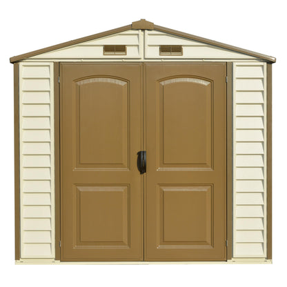 8 x 6 ft Plastic Garden Storage Shed with Fixed Window, Metal Foundation Kit & Steel-Reinforced Roof Structure