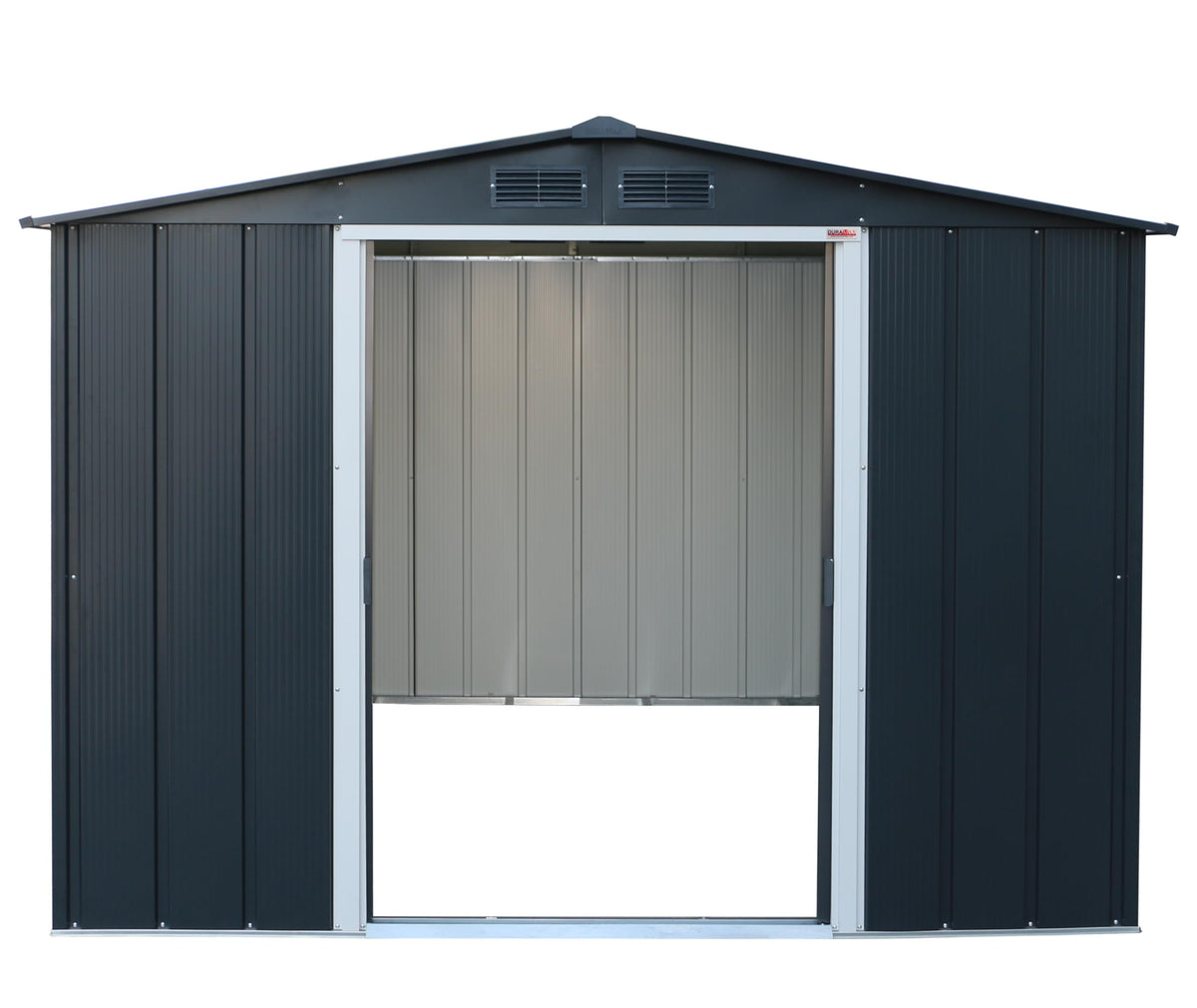 8 x 8 ft Outdoor Metal Garden Storage Shed with Galvanized Steel Construction, Reinforced Roof, Sliding Doors & Ventilation