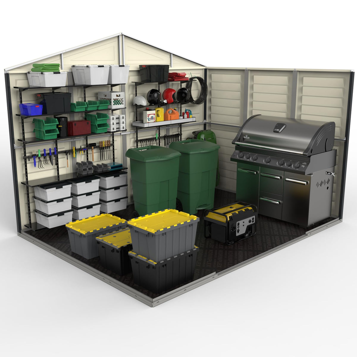 10.5 x 8 ft Outdoor Garden Storage Shed with Metal Foundation Kit, Steel-Reinforced Roof, Windows & Dual Ventilation