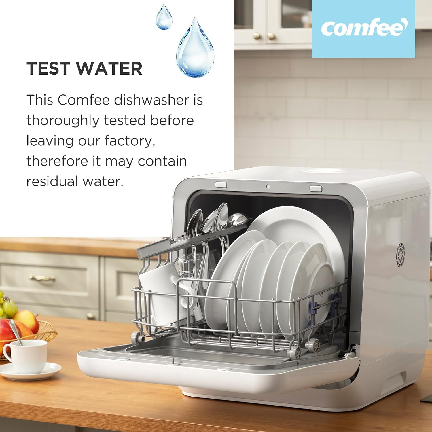 COMFEE‘ Table Top Dishwasher, Mini Countertop Dishwasher with 6+3 Programs, Steam Wash, Baby Care & Fruit Wash, No plumbing, Delay Start, 72H Storage, Perfect for Singles or Couples