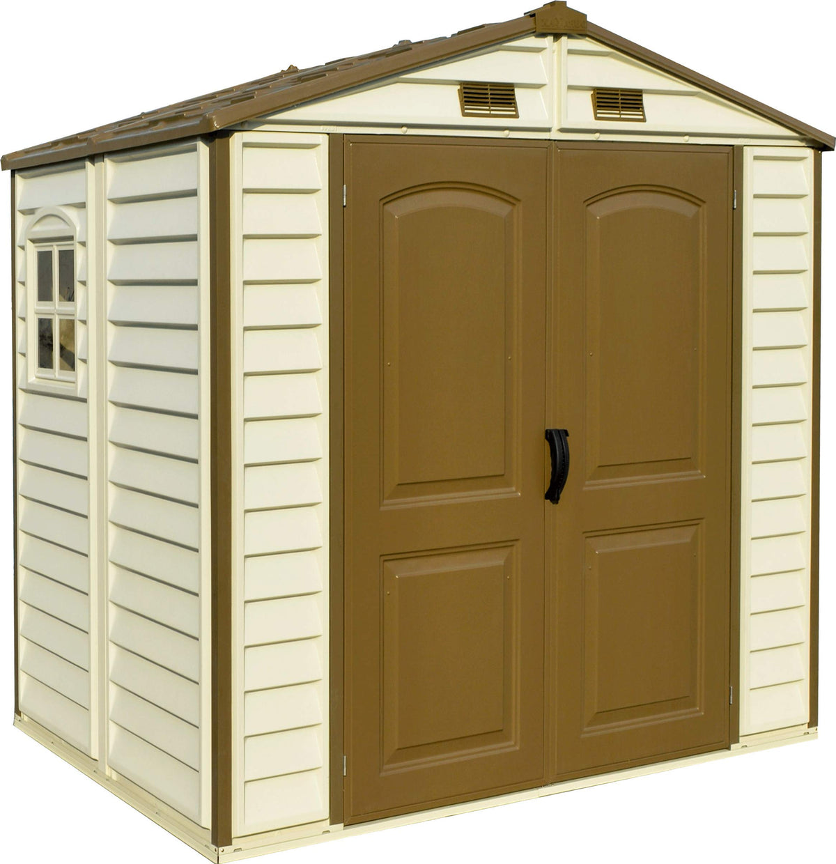 8 x 6 ft Plastic Garden Storage Shed with Fixed Window, Metal Foundation Kit & Steel-Reinforced Roof Structure