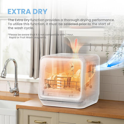 COMFEE‘ Table Top Dishwasher, Mini Countertop Dishwasher with 6+3 Programs, Steam Wash, Baby Care & Fruit Wash, No plumbing, Delay Start, 72H Storage, Perfect for Singles or Couples