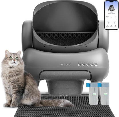 Neakasa M1 Plus Self Cleaning Cat Litter Tray, Open Top Automatic Litter Box with Large Capacity & App Control, Odour-Free Design for Busy Owners & Multi-Cat Homes, Ideal for Travel