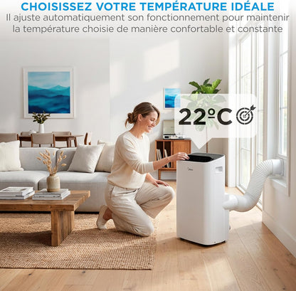 MIDEA 9000 BTU Silent Mobile Air Conditioner with Evacuation | 4 in 1: Air Conditioning, Ventilation, Dehumidification, Sleep | Portable Air Conditioner with App Control & Remote Control | Window Kit Included
