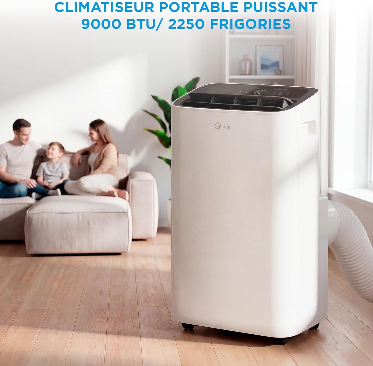 MIDEA 9000 BTU Silent Mobile Air Conditioner with Evacuation | 4 in 1: Air Conditioning, Ventilation, Dehumidification, Sleep | Portable Air Conditioner with App Control & Remote Control | Window Kit Included