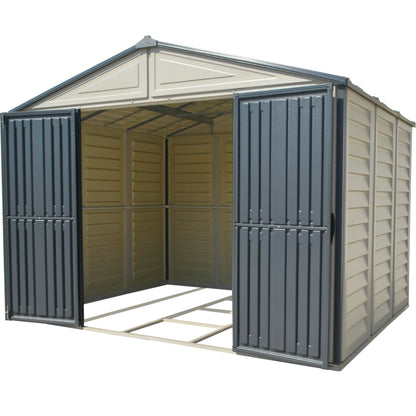 10.5 x 8 ft Outdoor Garden Storage Shed with Metal Foundation Kit, Steel-Reinforced Roof, Windows & Dual Ventilation