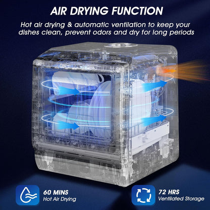 AIRMSEN Mini Table Top Dishwasher - Upgraded 6 Programs Portable Countertop Dishwasher No Plumbing with 2 Water Supply Modes for Kitchen Apartment Outdoor - with Baby Care Mode