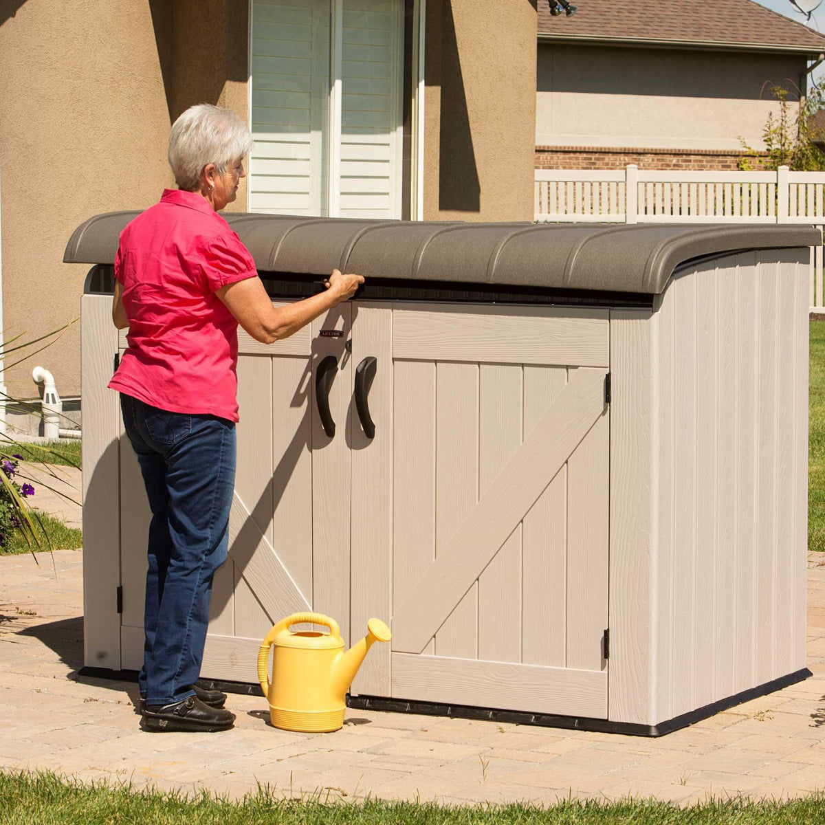 6 x 3.5 ft Outdoor Horizontal Storage Shed with UV-Resistant Plastic Construction, Lockable Doors & Steel Hinges