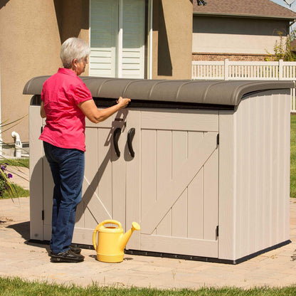 6 x 3.5 ft Outdoor Horizontal Storage Shed with UV-Resistant Plastic Construction, Lockable Doors & Steel Hinges