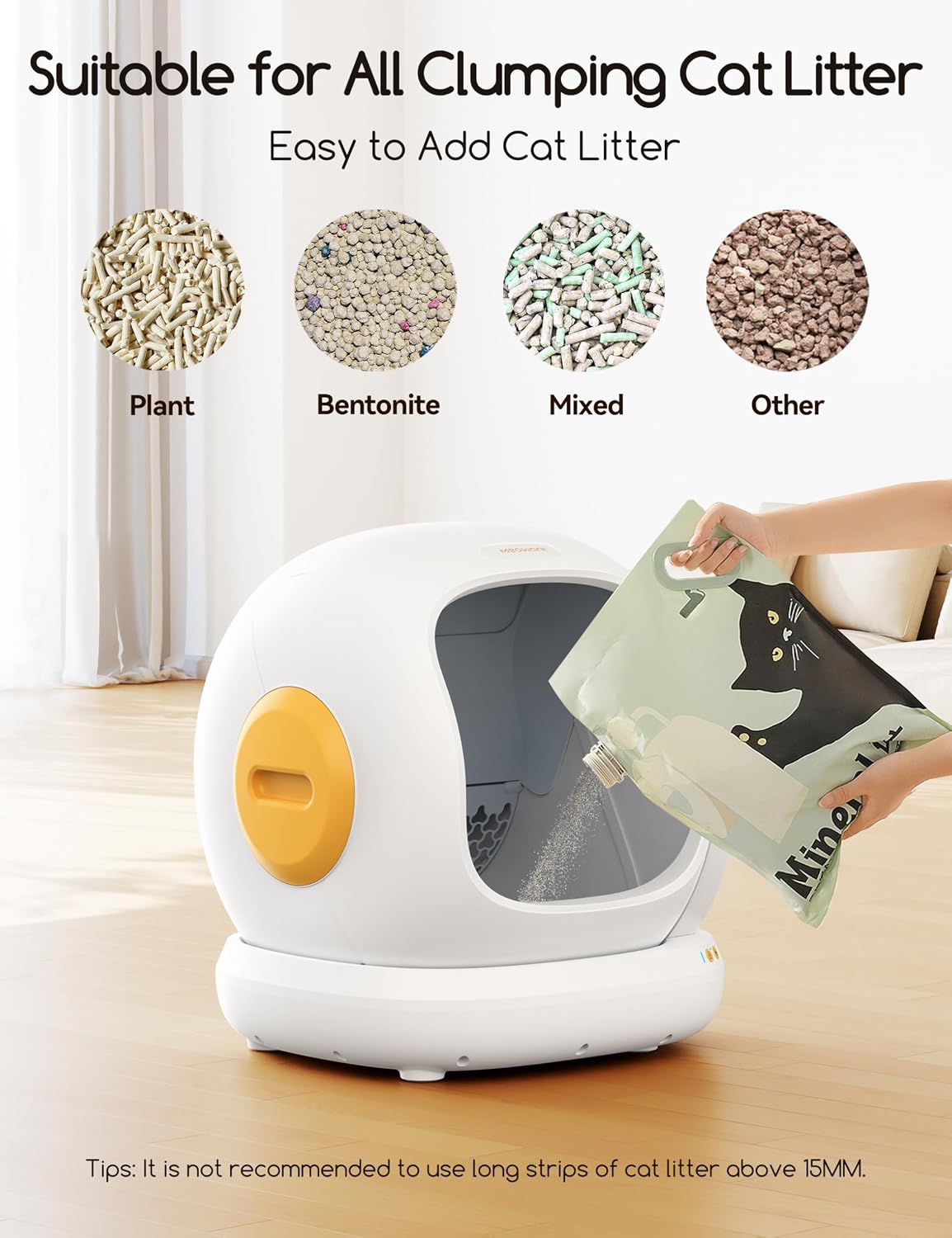 MeoWant Self-Cleaning Cat Litter Box for Multi Cats - 75L Extra Large Open Automatic Cat Box with Mat & Liner, Smart Odor Removal and APP Control