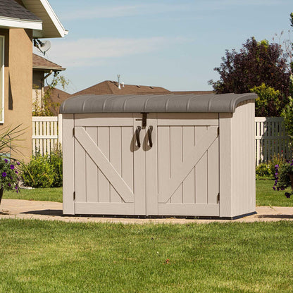 6 x 3.5 ft Outdoor Horizontal Storage Shed with UV-Resistant Plastic Construction, Lockable Doors & Steel Hinges