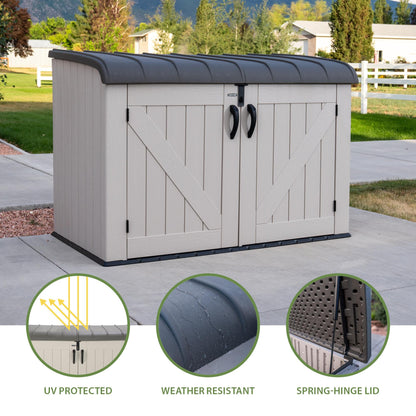 6 x 3.5 ft Outdoor Horizontal Storage Shed with UV-Resistant Plastic Construction, Lockable Doors & Steel Hinges