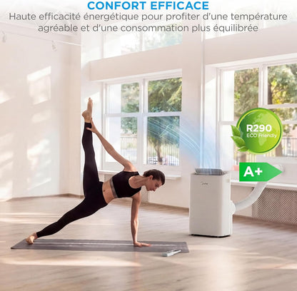 MIDEA 9000 BTU Silent Mobile Air Conditioner with Evacuation | 4 in 1: Air Conditioning, Ventilation, Dehumidification, Sleep | Portable Air Conditioner with App Control & Remote Control | Window Kit Included