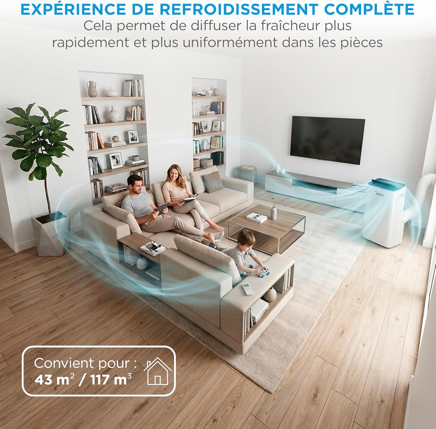 MIDEA Silent Mobile Air Conditioner 12000 BTU with Evacuation | 4 in 1: Air Conditioning, Ventilation, Dehumidification, Sleep | Portable Air Conditioner with App Control & Remote Control | Window Kit Included