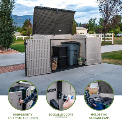6 x 3.5 ft Outdoor Horizontal Storage Shed with UV-Resistant Plastic Construction, Lockable Doors & Steel Hinges