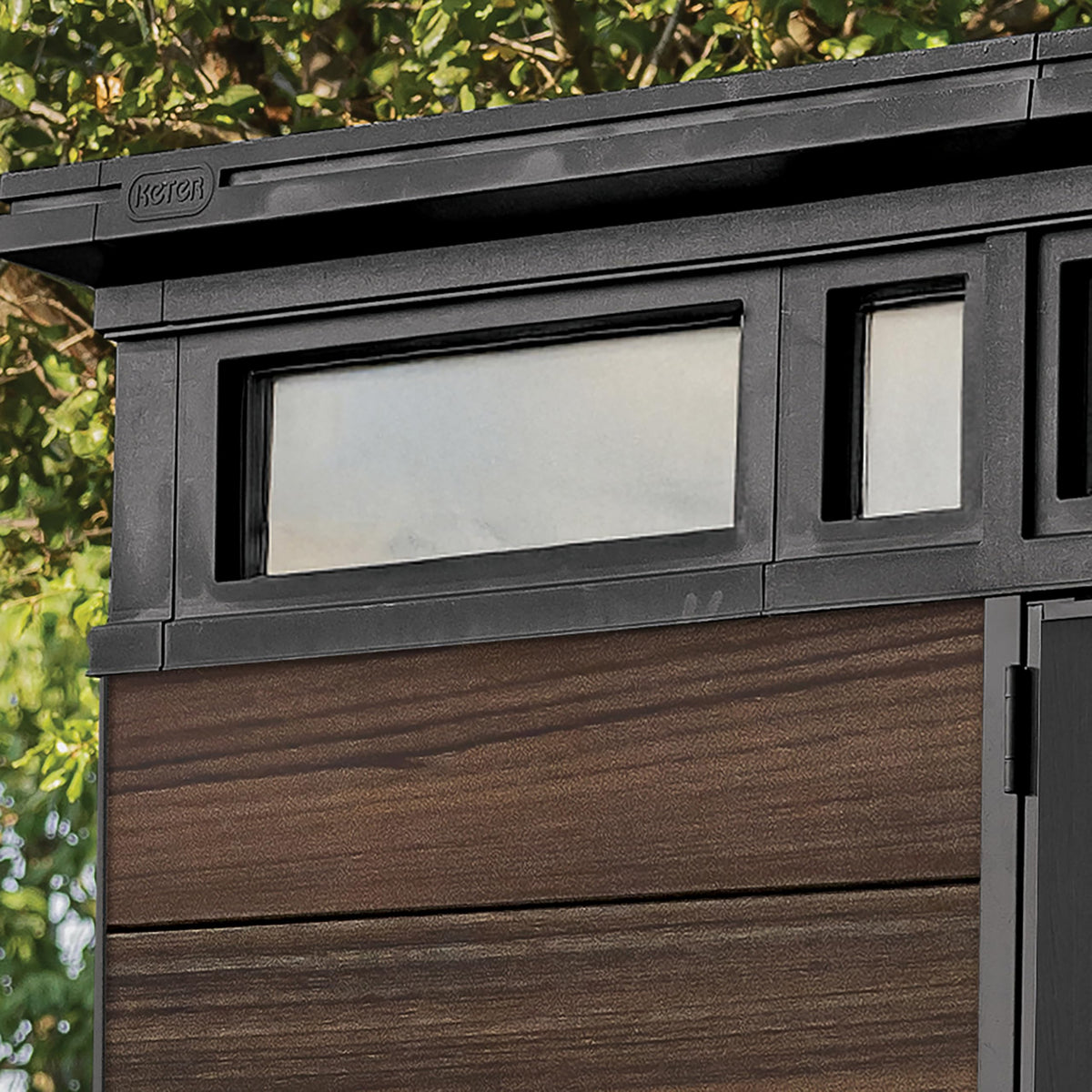 7 x 7 ft Outdoor Garden Storage Shed with Steel-Reinforced Roof, Lockable Double Doors & Weather-Resistant Composite Construction