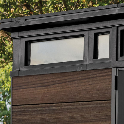 7 x 7 ft Outdoor Garden Storage Shed with Steel-Reinforced Roof, Lockable Double Doors & Weather-Resistant Composite Construction