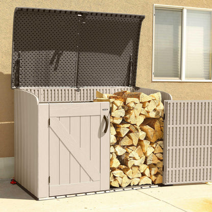 6 x 3.5 ft Outdoor Horizontal Storage Shed with UV-Resistant Plastic Construction, Lockable Doors & Steel Hinges