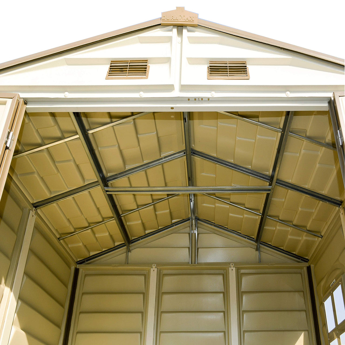 8 x 6 ft Plastic Garden Storage Shed with Fixed Window, Metal Foundation Kit & Steel-Reinforced Roof Structure
